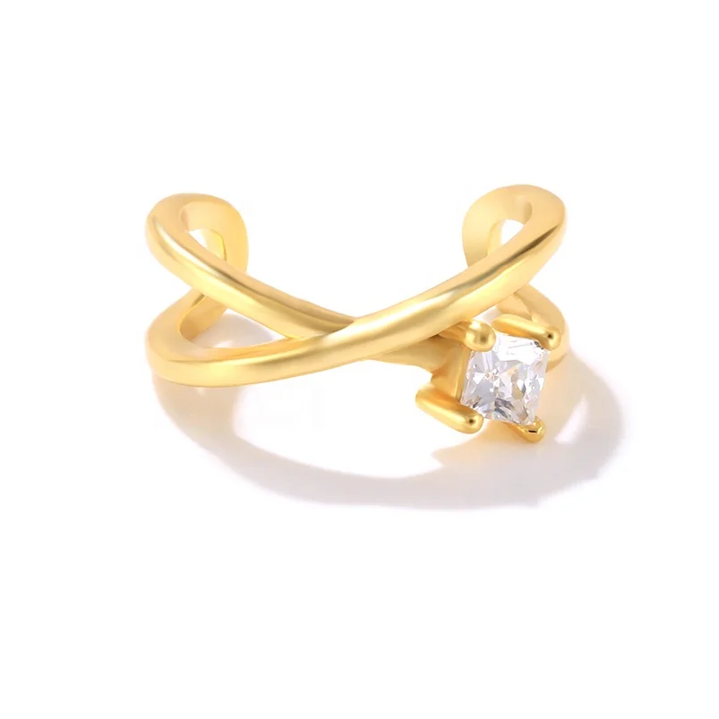 Gemnel 925 sterling silver gold plated fashion twist cuff zircon earrings ear cuff for woman