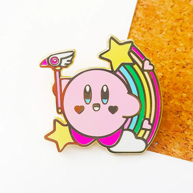 New creative cartoon Kirby craft paint badge glow in dark wholesale soft enamel pin with epoxy