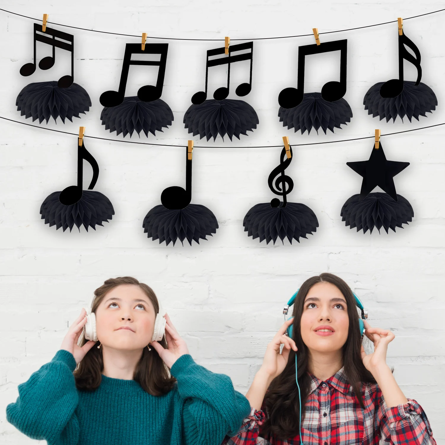 9 Pcs Music Notes Honeycomb Centerpieces Musical Party Happy Birthday Supplies Decorations