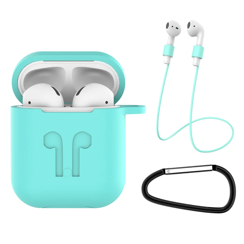 3 в 1 силиконовый чехол для apple airods аксессуары airpods зарядный + анти-потерянный ремень крючок чехла