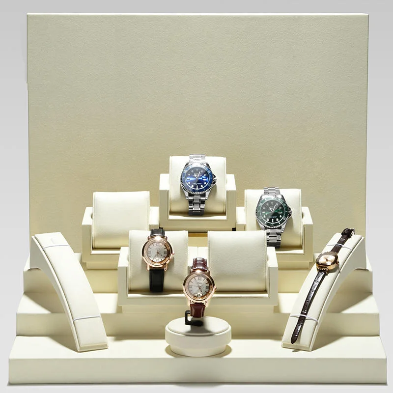 Custom Luxury Watch Window Display Expositores De Reloj Watchstand Watch Display Stand Set For Shop