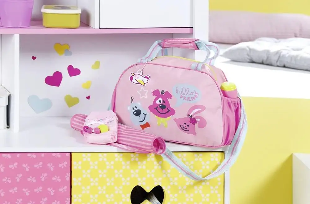 Baby Doll Toy Diaper Bag  Set with Changing Pad Nappy and Toys