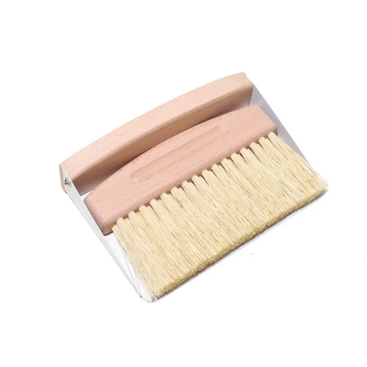 Small Beechwood Broom and Dust Pan Set Portable Cleaning Brush and Dustpan Combo with Natural Sisal