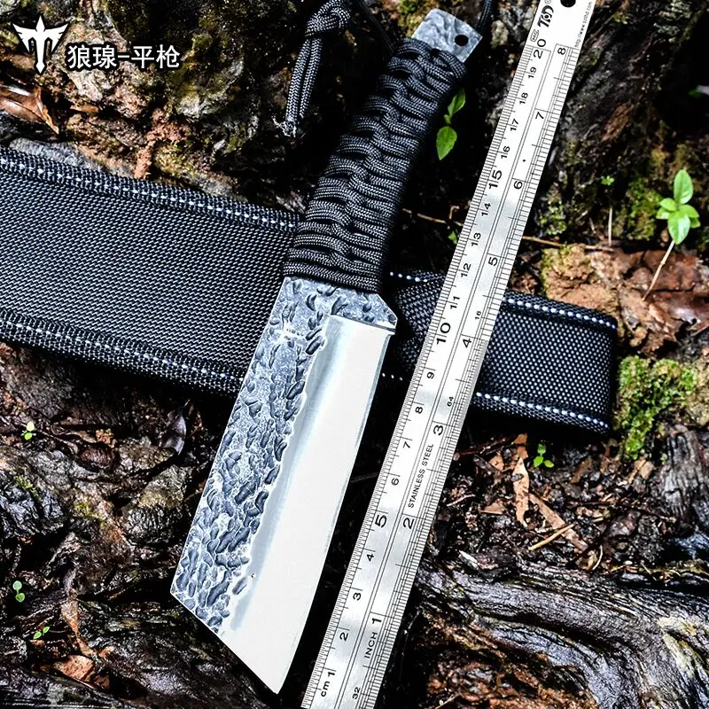 Outdoor New Camping Knife Portable Multi functional Straight Knife Black Handle Knife