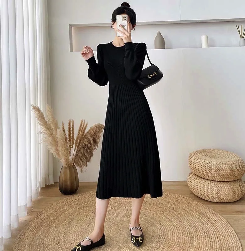2022 Autumn and winter new long sweater skirts long bottoming skirt knitted dresses