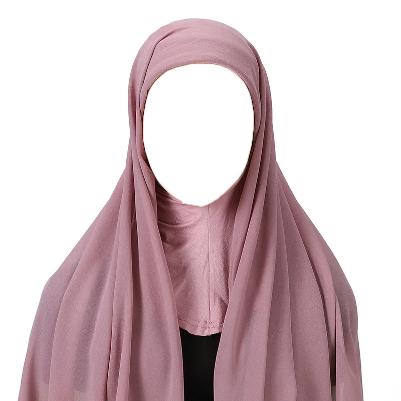 Zifeng OEM Bufandas Y Chales Malay Wholesale Pearl Chiffon Hooded Scarf Set With Head Wrap Convenient Scarf