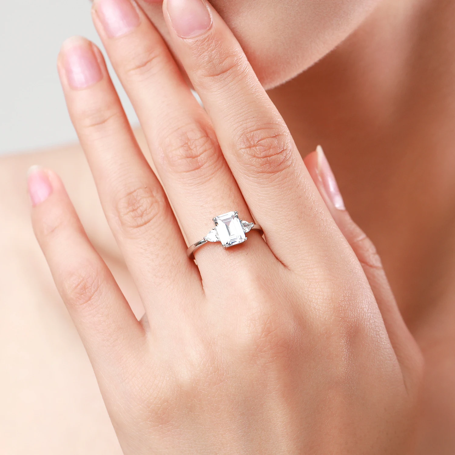 100% 925 Sterling Silver Luxury Rectangle Emerald Cut 2CT Clear AAAAA CZ Finger Rings For Women Statement Wedding Jewelry