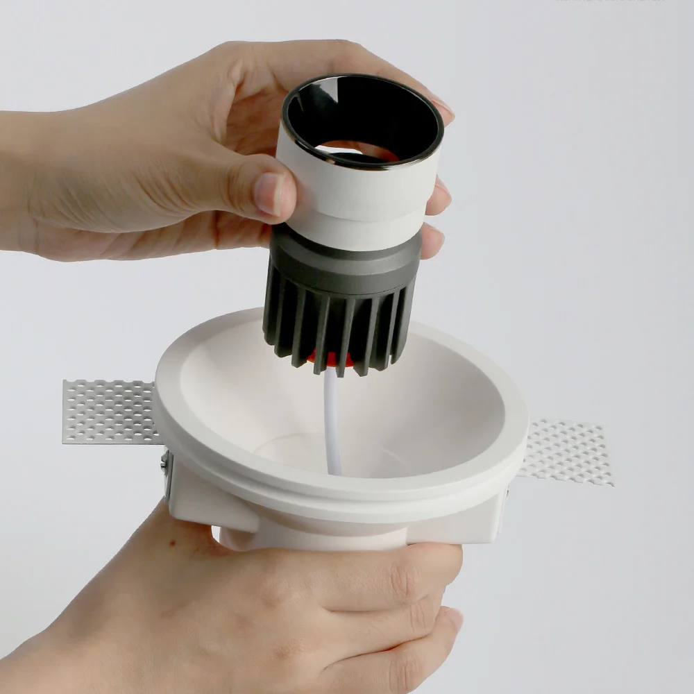 Aisilan spot fittings anti glare COB ceiling gypsum plaster in lighting dali LED Recessed trimless downlight for hotel proj