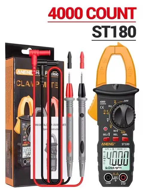 ST180 4000 Counts Digital Clamp Meter AC Current Multimeter Ammeter Voltage Tester Car Amp Hz Capacitance NCV Ohm Tool