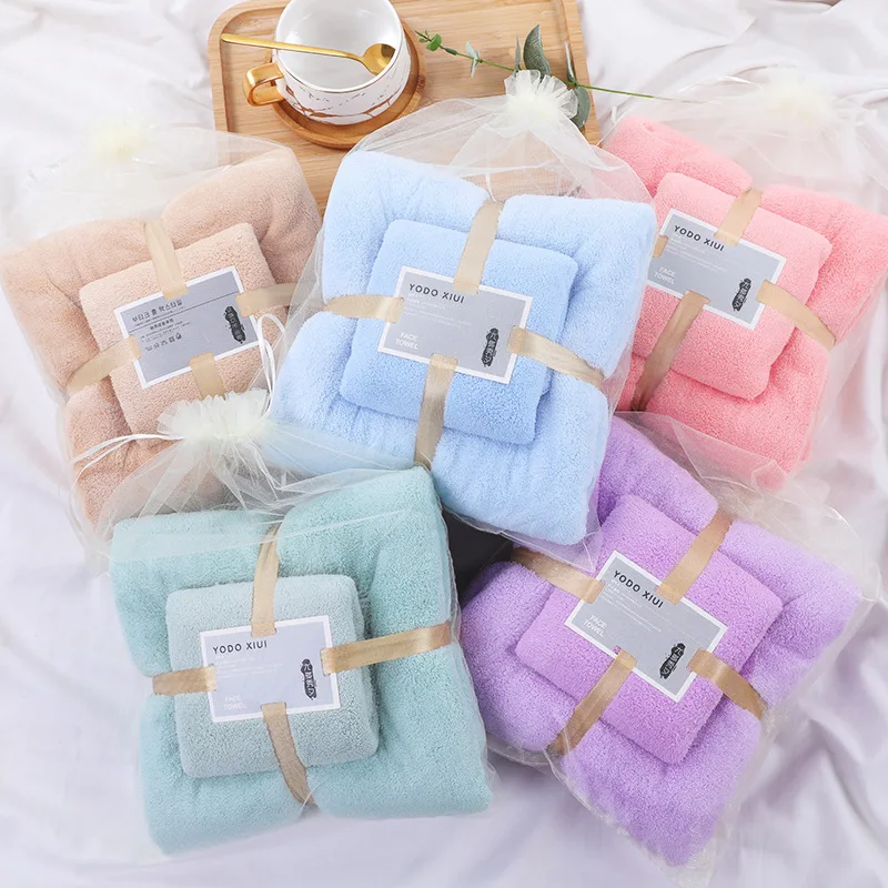 China factory wholesale highly absorbent high density coral velvet towel bath towel set