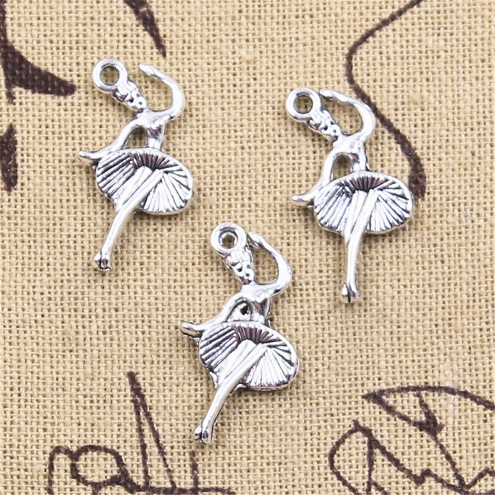 Charms ballet dancer girl 25x13mm Handmade Making fit,Vintage Tibetan Silver Color Pendants,DIY For Bracelet Necklace