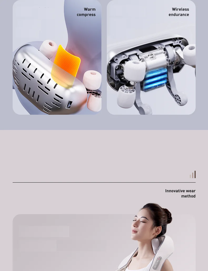 JUFIT Free hand Back rectify massage belt Six massage heads kneading Shoulder and neck massager