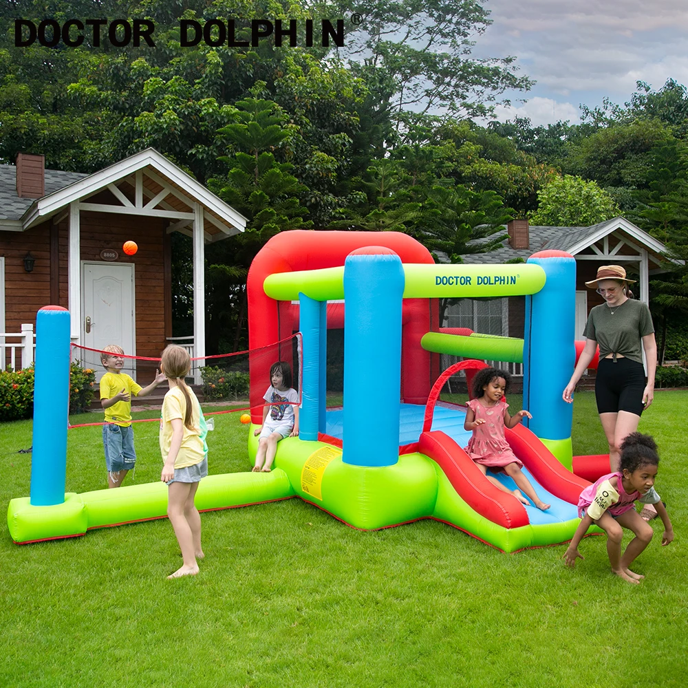 Надувной воздушный замок Doctor Dolphin с голубым мультяшным рисунком для