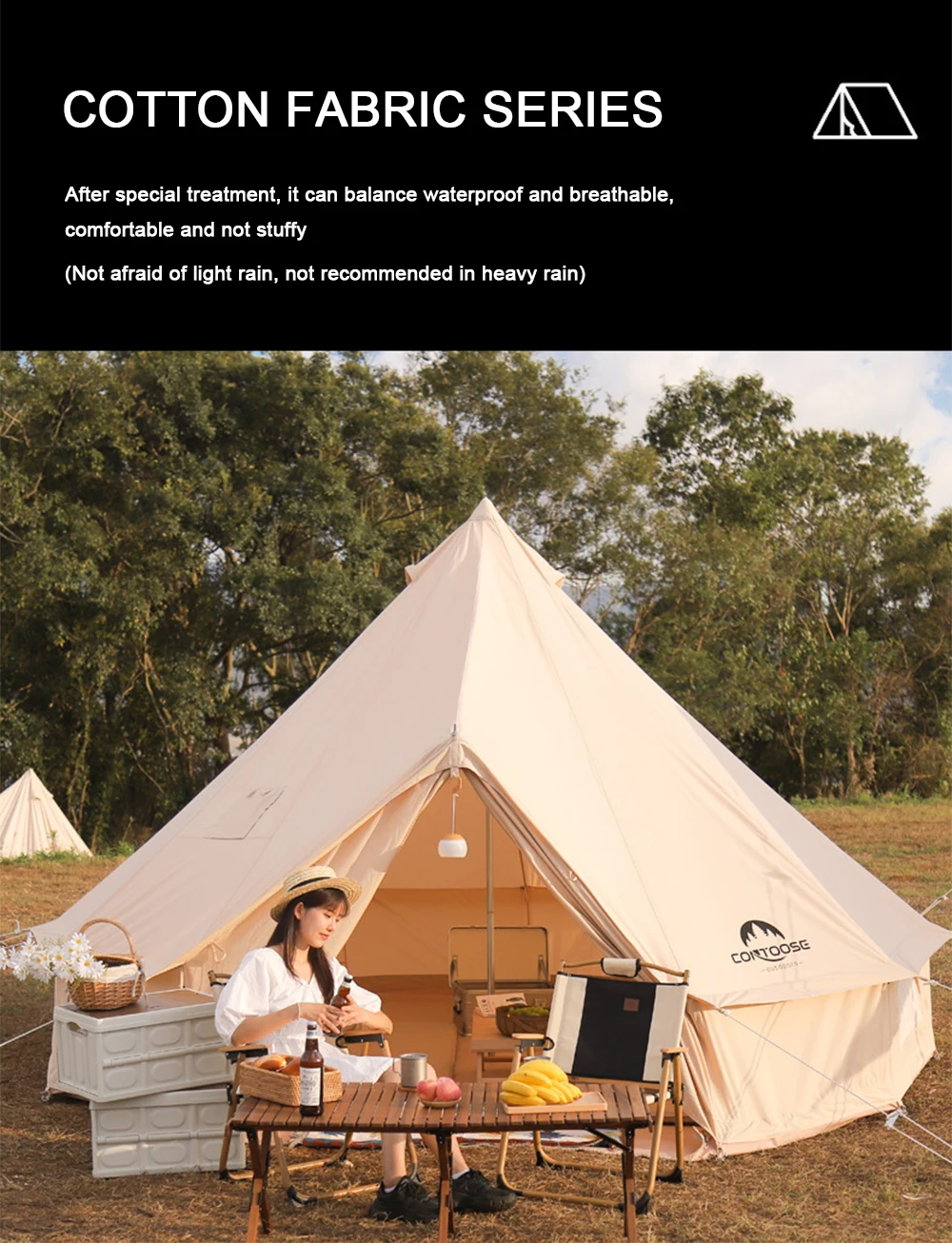 Outdoor Luxury Cottage Tent Camping Cotton Rainproof Tent Large Specification Manufacturers Customized Herringbone Tent