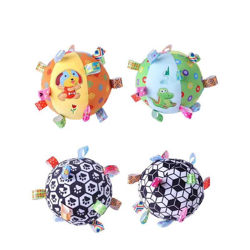 Wholesale Colorful Terylene Chew Dog Toy Football Plush Ball with Sound for Baby Leaning Color