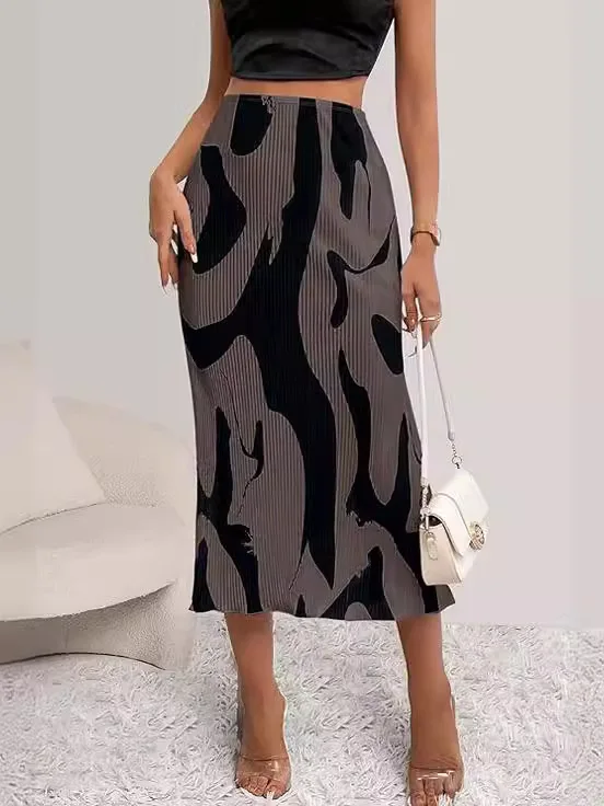New Design Women Lady Casual Slim Skirt Pattern Printed High Waist for