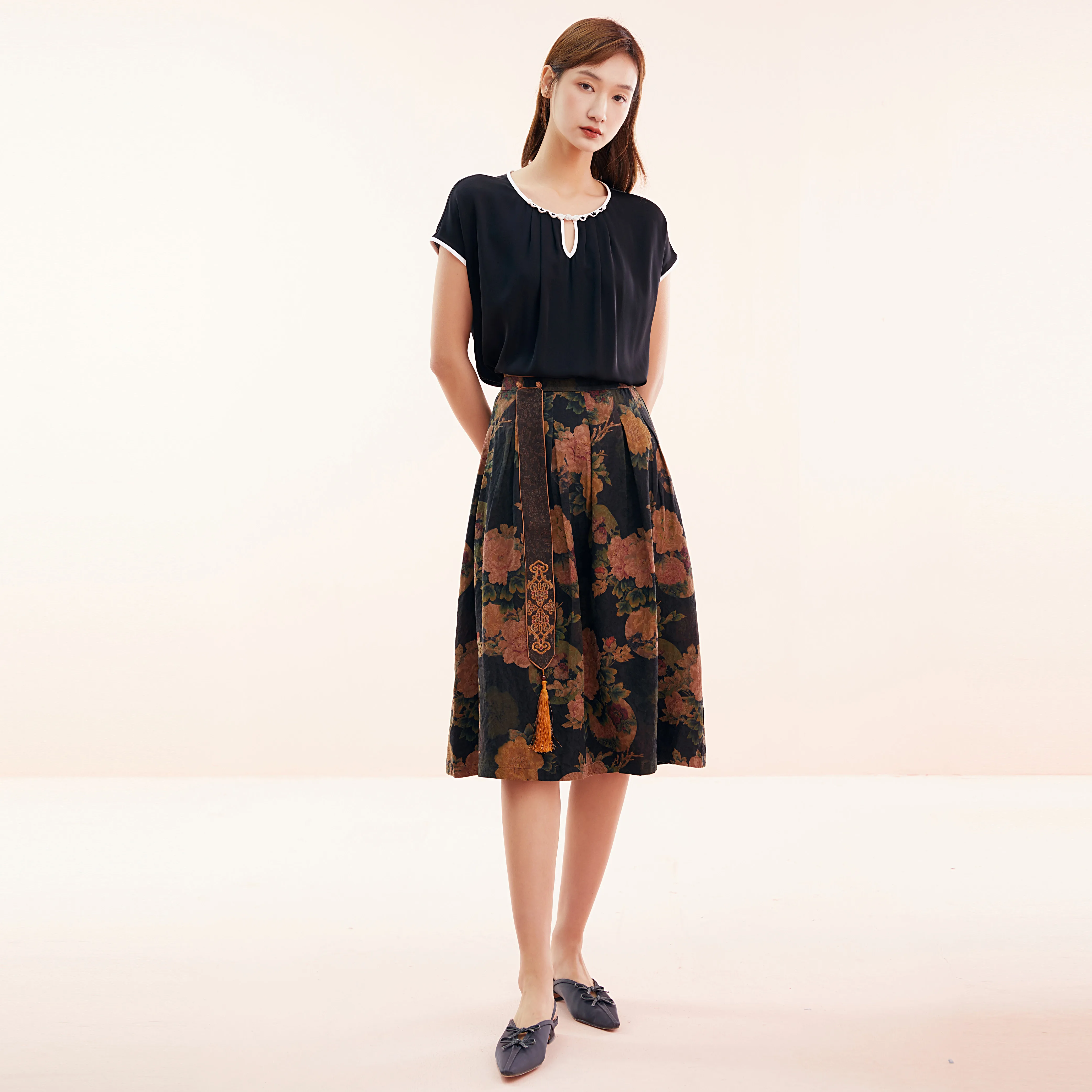 Women Plus Size Pleated Embroidery Silk Jupe Plissee Long Skirts For Women Muslim