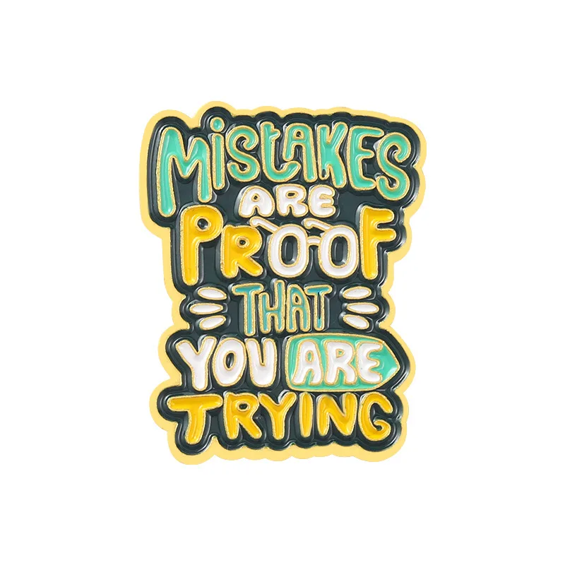 European And American Style Colorful English Letters Baking Varnish Brooch Inspirational Phrase Color Blocking Metal Badge Pin