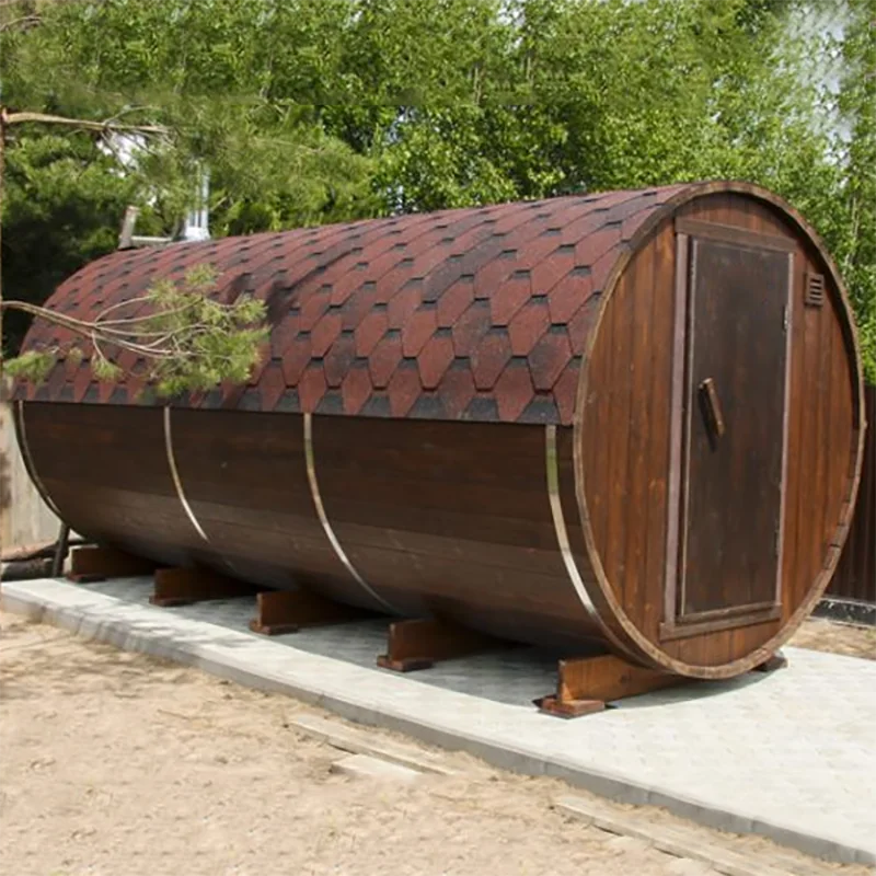 Luxury Red Cedar Iron Fir Bathtub Steam Sauna Room With Sauna Stone Outdoor