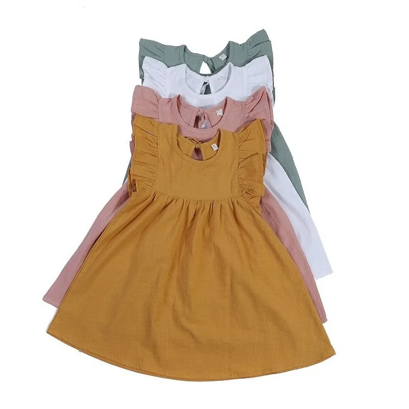 2023 Hot Sale Causal Pure Cotton Babi Clothing Girls Dresses Multi Color Summer Kids Sweet Dresses For Girls