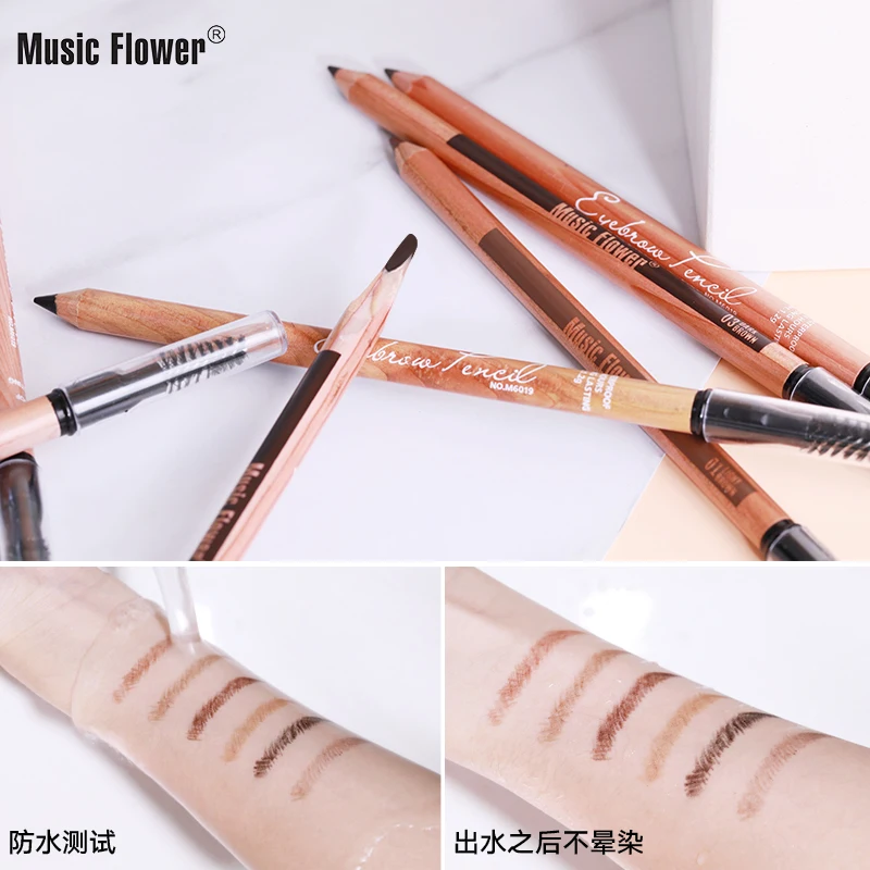 Music Flower 12pc Kit Durable Cosmetic With Brush Art 6 Colors Waterproof Longlasting Wooden Hard Formulate Eyebrow Pencil