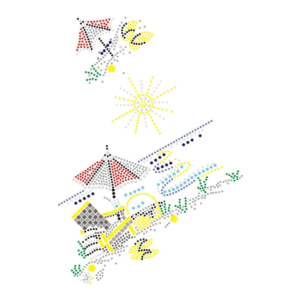 Rhinestone Beach Fish Designs Summer Motifs Patterns Rhinestone Rhinestuds Nailhead Heat Transfer Iron On Rhinestone Patches