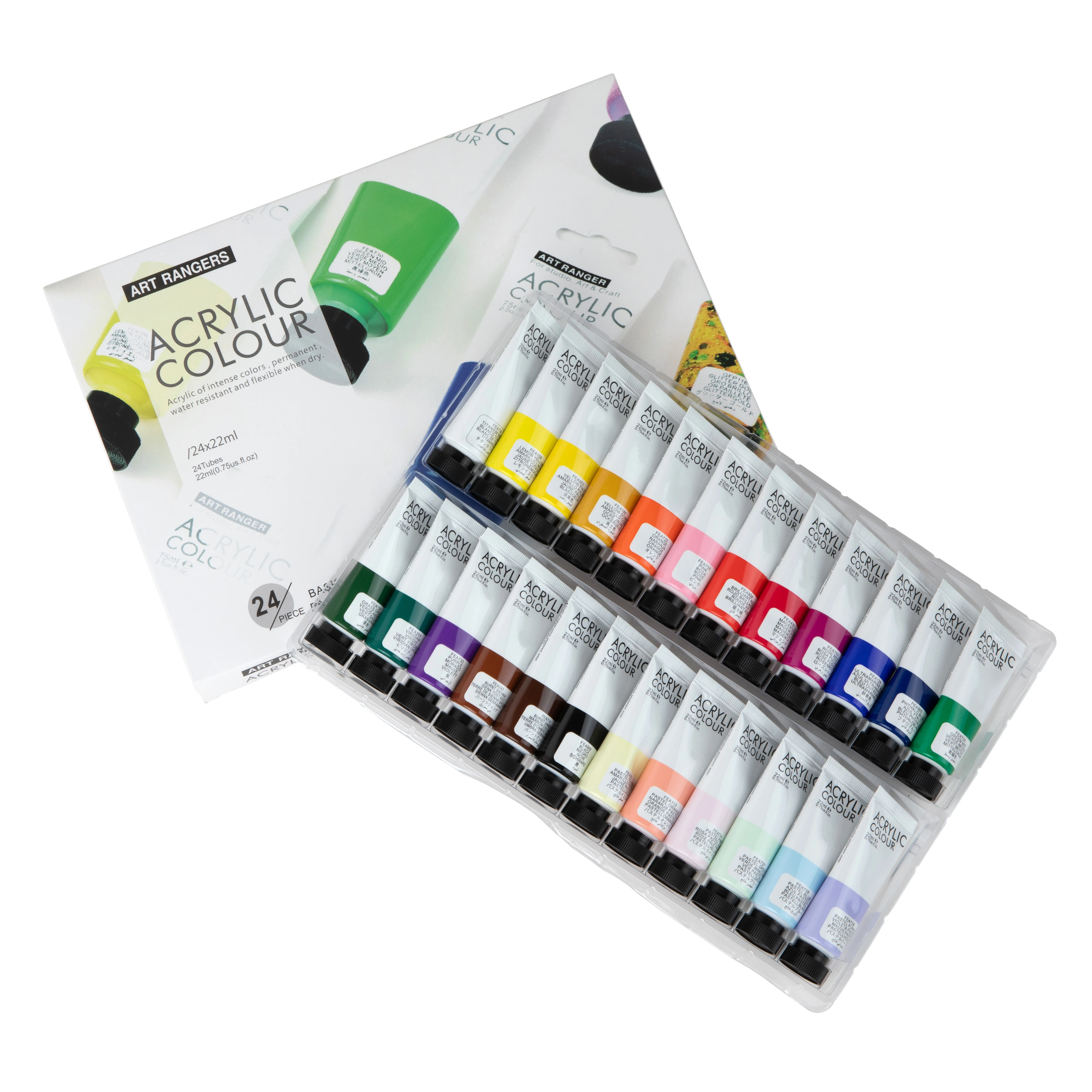 Art Rangers Acrylic paint 24 colors*22ml(18 regular colors+ 6 pastel colors )