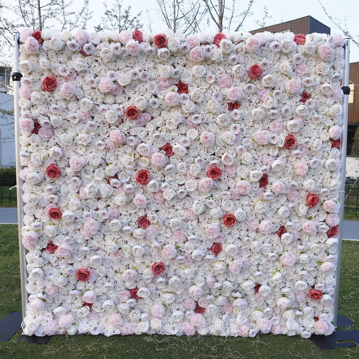 MF-L732 3D simulation silk rose composite panel wall for opening ceremony and wedding studio decoration