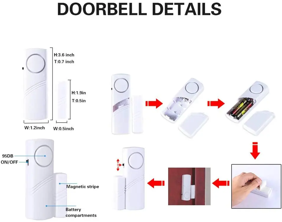 Door Window Alarm, 90DB Door Alarms for Kids Safety, Window Pool Alarms for Home