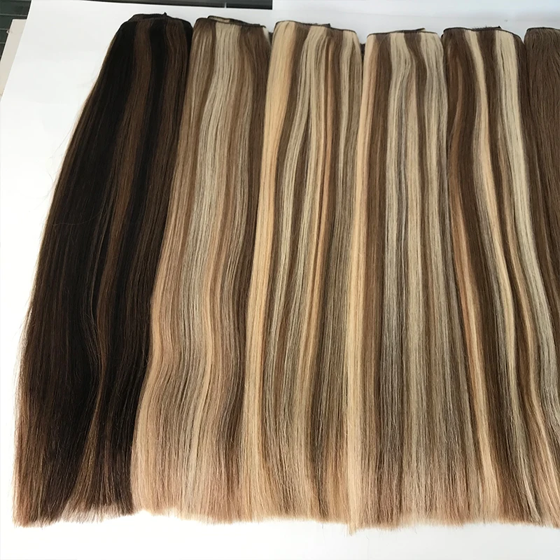 Wholesale High Quality Fish Line Hair 100% Double Drawn Remy Real Human Hair Clip In Wire Hair Extensions