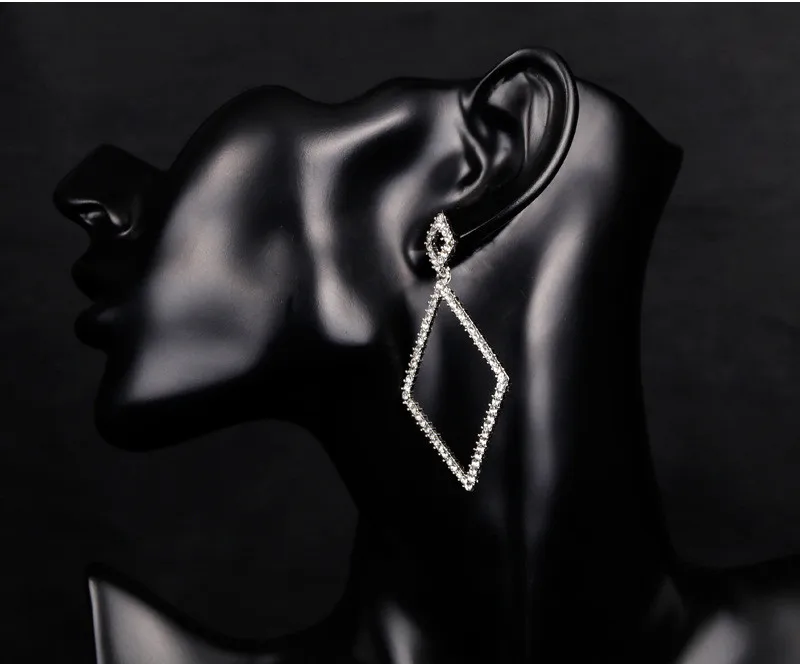 
white Gold Diamond Drop Earring,Geometric diamond earrings, European and American earrings, fast selling, Amazon 