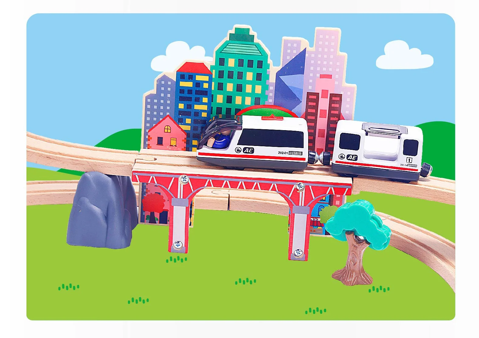 Classic Train Track Building Blocks Action Train Car Toy for Kids