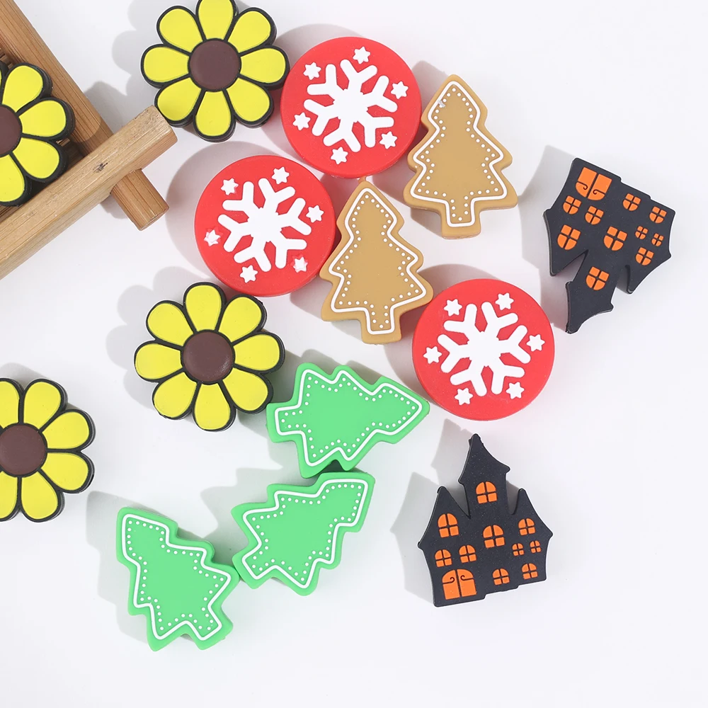 Oem In Stock Food Grade Pacifier Chain Jewelry Bracelet Accessories Silicone Bead Bulk Diy Pen Christmas Focal Beads Wholesale