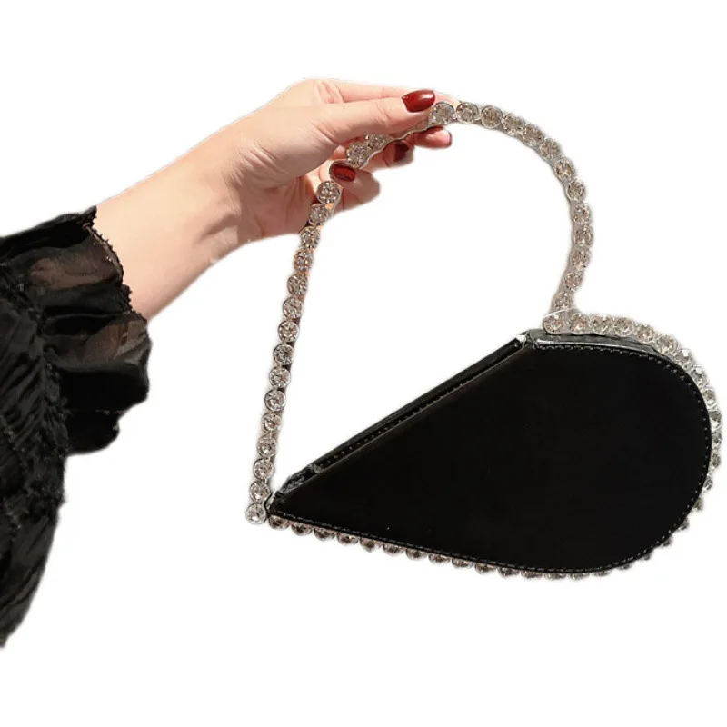Bolsas De Festa Bling Rhinestone Heart Shape Cutches Wedding Evening Purse For Women Luxury Crystal Cutch Bag Evening Bags