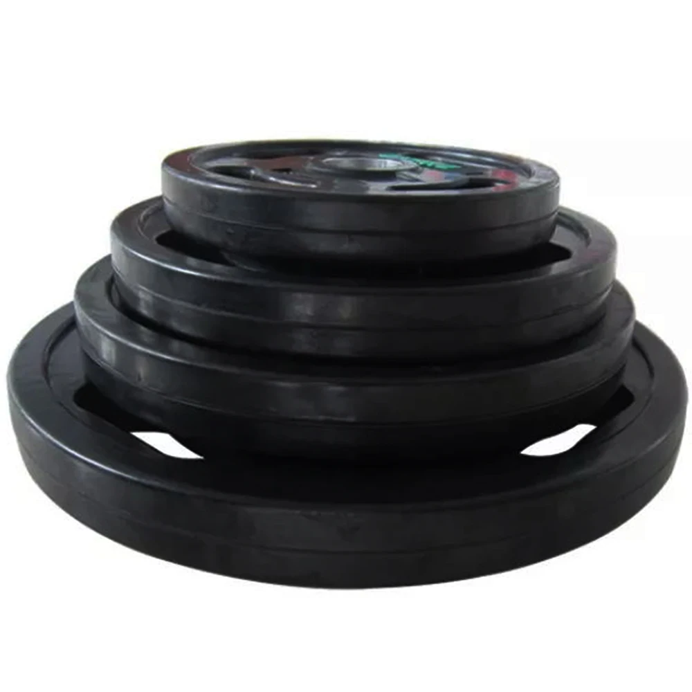 Hot Life Exercise Bodybuilding Custom Logo Black Rubber Coated Weightlifting Weight Plates Gym Equipment Barbell Plate