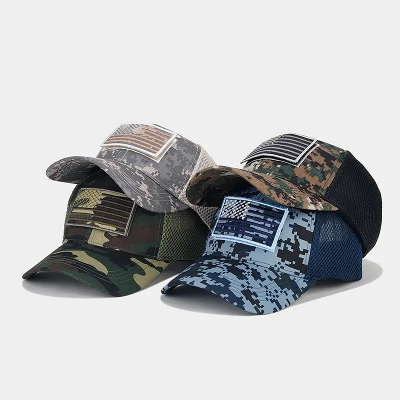 American flag camouflage patchwork mesh breathable baseball hat