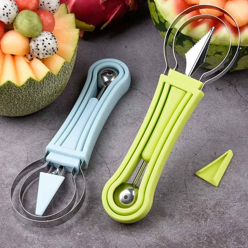 4 In 1 Stainless Steel Fruit Watermelon Seed Remover Scooper Fruit Carving Tools Melon Baller Scoop Set