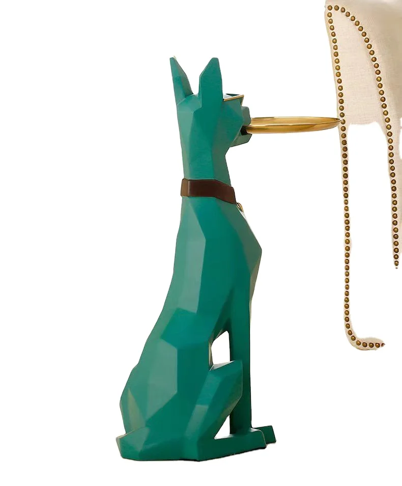 Factory Price Coffee Tables Luxury Gentleman Dog Statue Floor Standing Ornaments Creative Modern Side Tables Living Room