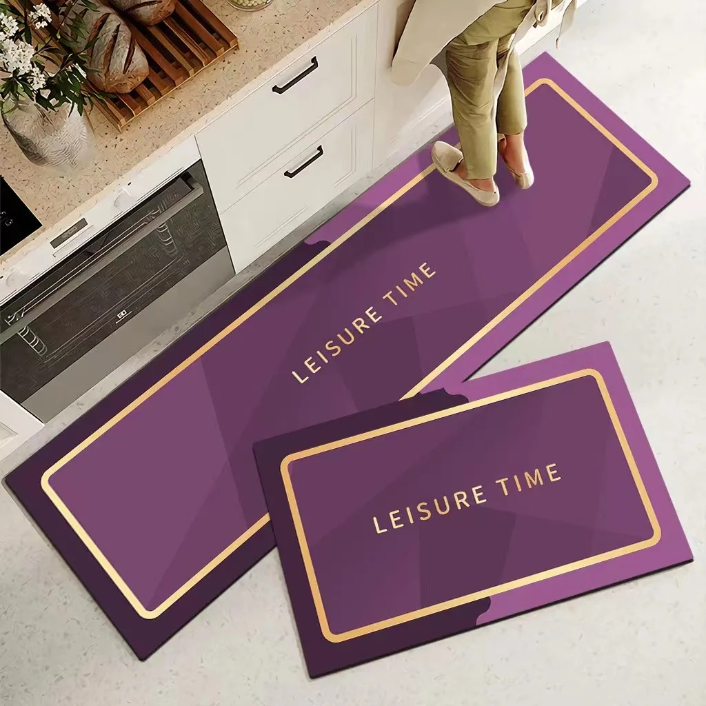 Non Slip Heat Resistant Anti Fatigue Custom Printed Oil Proof PVC Printing Plastic Floor Area Rugs Set Washable Kitchen Mat