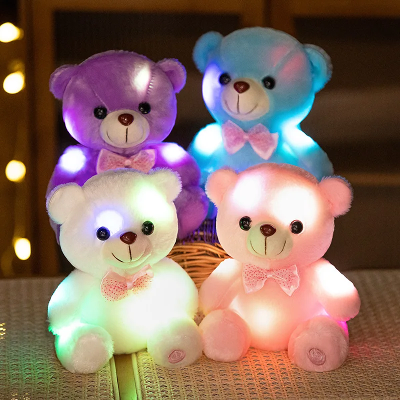 32 cm Soft Stuffed Panda Plush Glowing Toys with Colorful Led Lights Alpaca Rabbit Cow Unicorn Plush Toy with Light