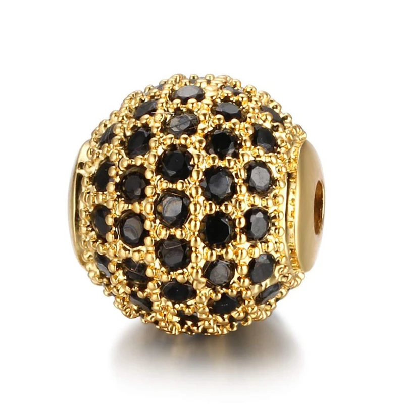 6mm 8mm 10mm 12mm 14mm Spacer Beads 18k Plating Micro Pave Zircon Round DIY Jewelry
