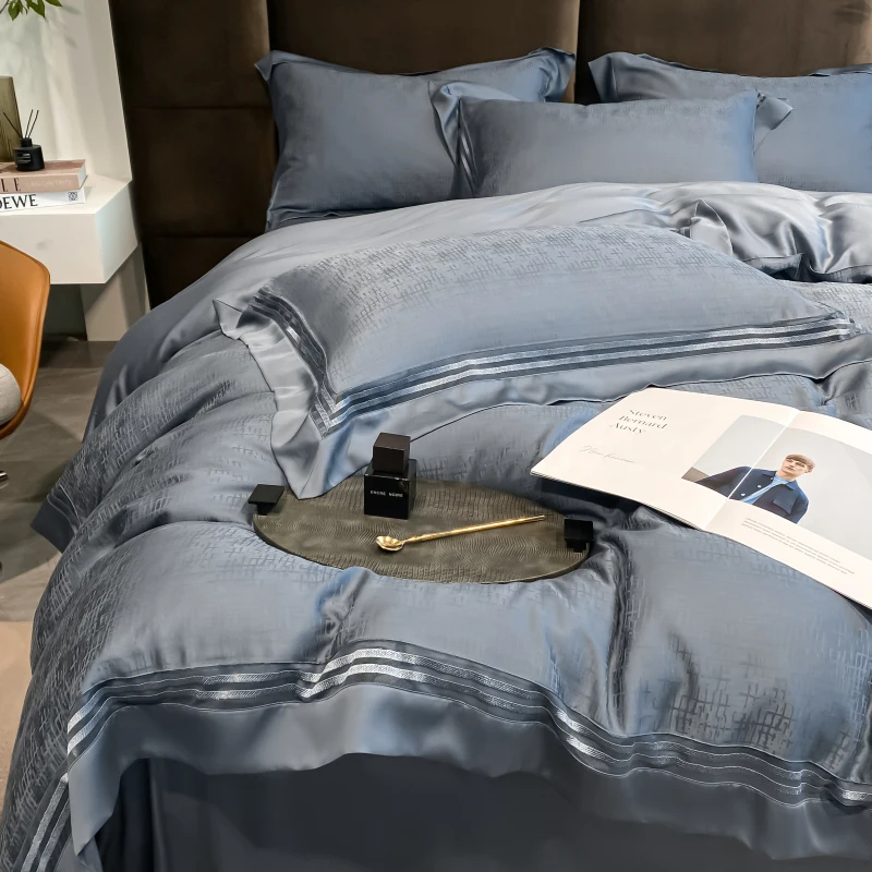 100% tencel lyocell blue bedding sets super soft comfortable duvet cover flat sheet and pillowcases