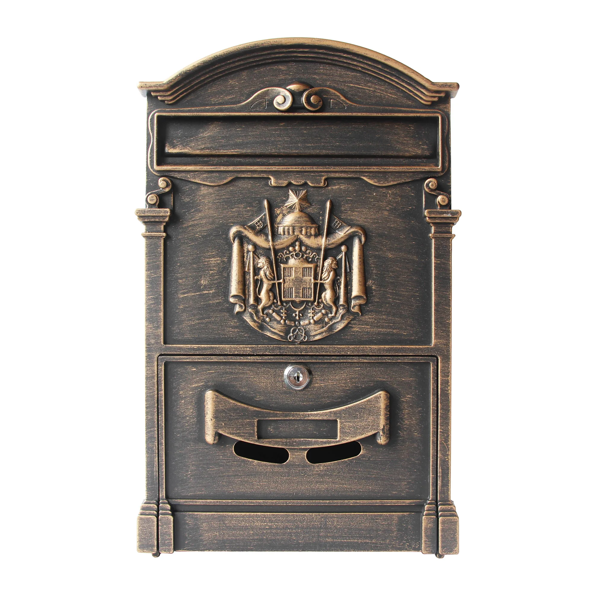 Outdoor Bronze Waterproof Wall Mount Mid Century Vintage Cast Aluminum Mailbox