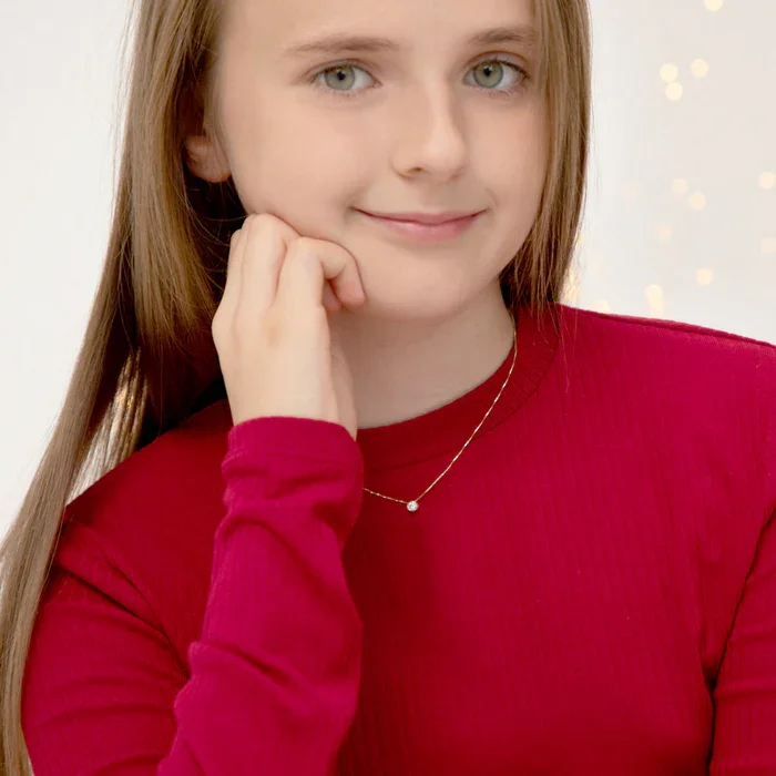 Custom Kids Jewelry 925 Sterling Silver Hidden Halo Bezel Pendant Necklace Girl Gold Plated Fine for