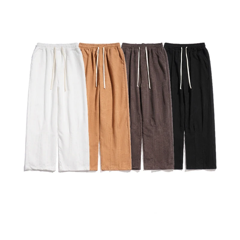 Wholesale Corduroy Pants Men Original New Style  Loose Drawstring Straight Solid Color Support Customization