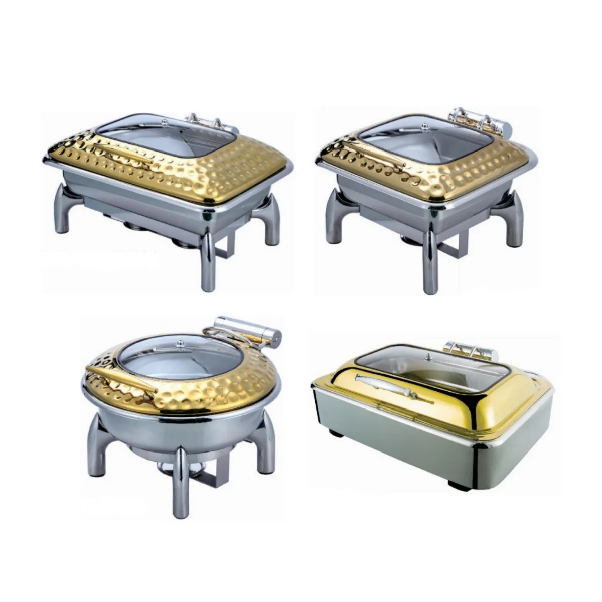 Luxury Stainless Steel Food Warmer Gold Hydraulic Cheffing Chafing Dishes for Buffet Catering Hotel & Restaurant Supplies