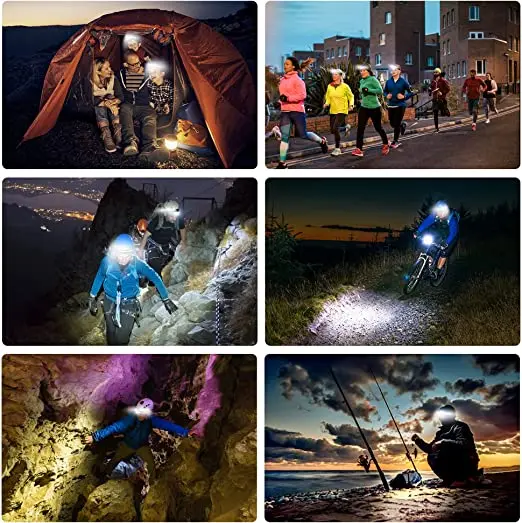 Lightweight Built in Batteries USB Rechargeable 8 Modes 350lm Motion Sensor Waterproof  Safety headlamp