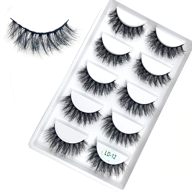 LD series hot 8 styles Fluffy Faux Mink Lashes  5d wholesale Vendor Own Brand  Long 5pairs Mink Eyelash