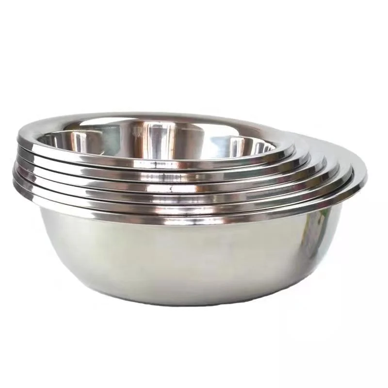 Твердая и прочная раковина из нержавеющей стали 201, миска для смешивания салата с тонкими краями