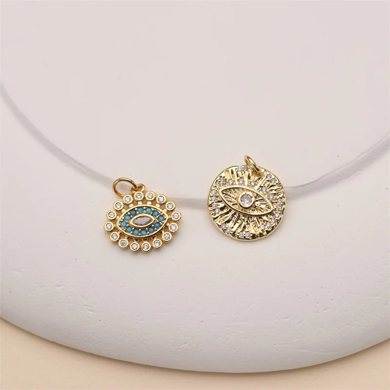 High Quality Nickel Free Anti Fading 18k Gold Plated Oval Eye Charms For Jewelry Necklace Making